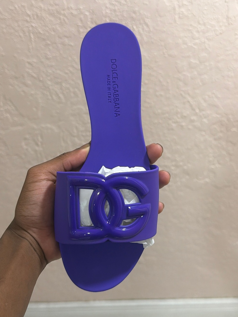 Dolce & Gabbana Violet DG Logo Slide Sandals